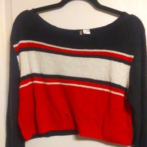 Striped Cropped Knit Sweater